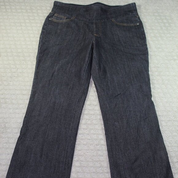 NWOT Denim & Company Size 10 Pull On Bootcut DARK Blue Jeans - Picture 1 of 7